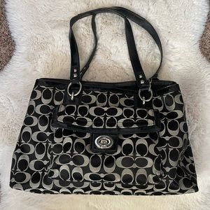 Coach purse, Coach Signature Collection, Black and Silver